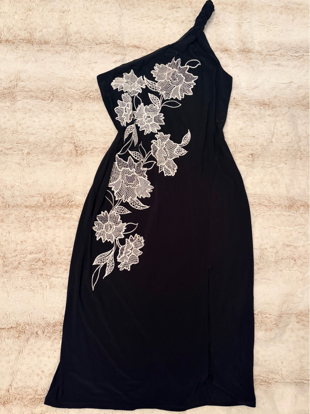 NWT White House Black Market One Shoulder Floral Embroidered Maxi Dress Wedding